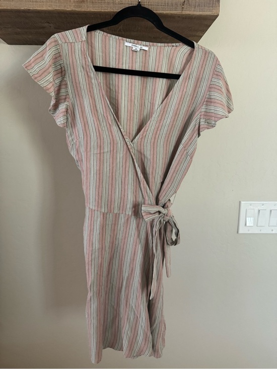 O'Neill Dresses & Skirts - O'Neill Striped Wrap Midi Dress in Pink and Cream